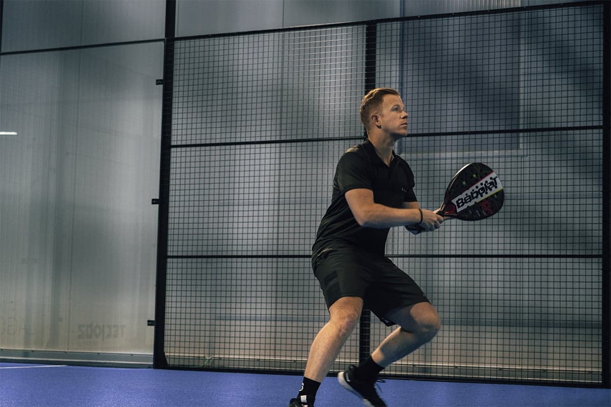 Sunday team member playing padel
