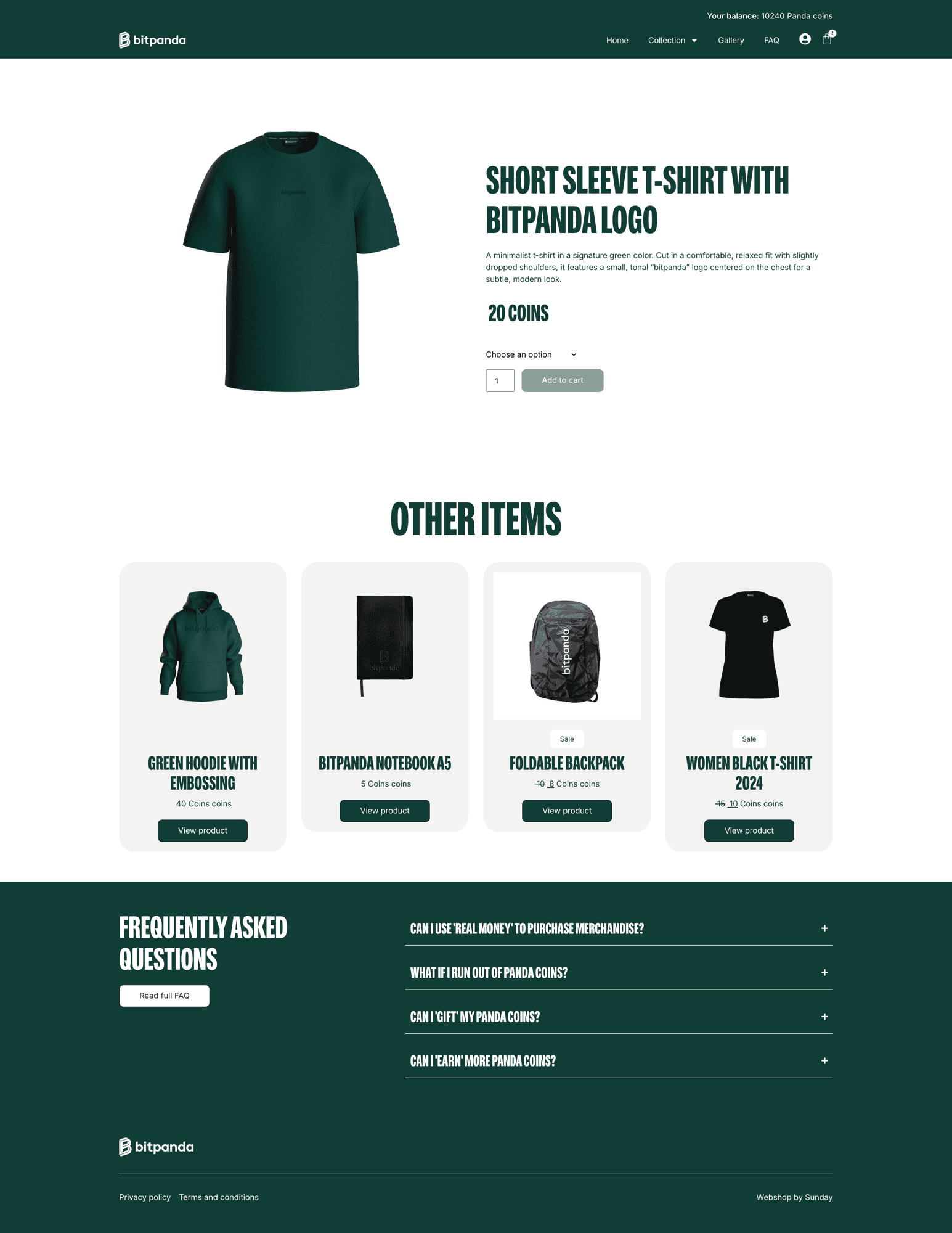 Bitpanda Boutique — a Sunday-built company swag store