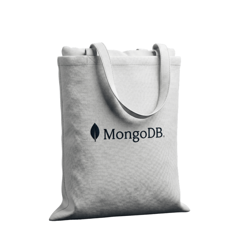MongoDB-branded white tote bag