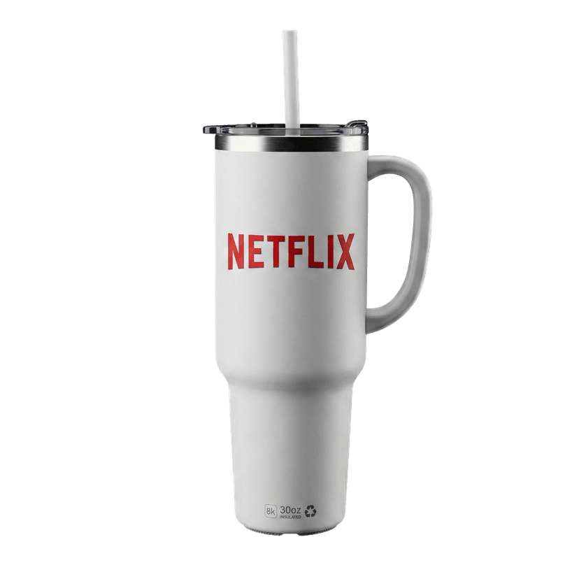Netflix-branded white tumbler