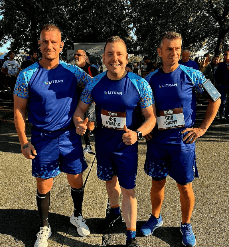 Athletes in custom running kits