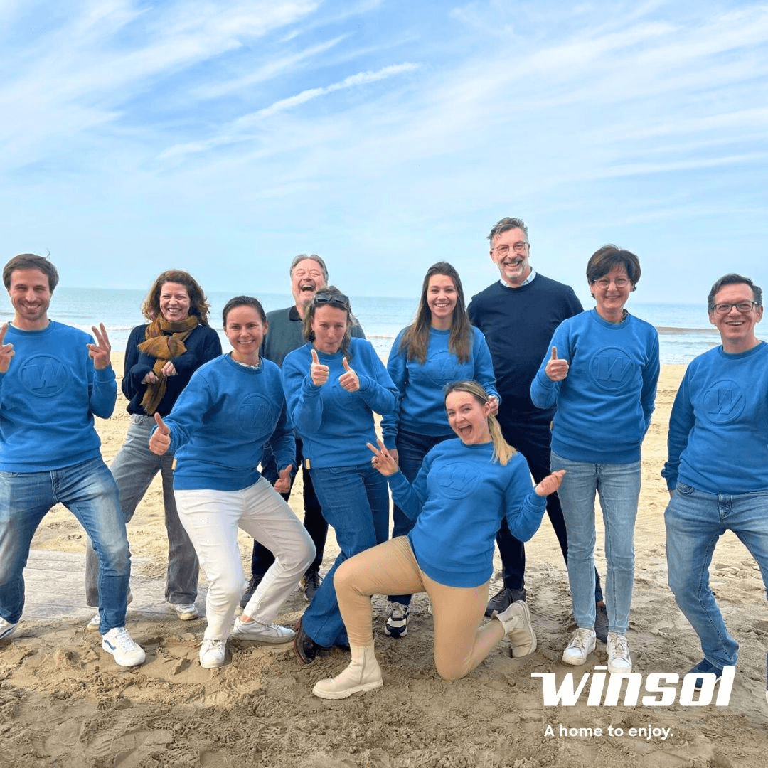 Winsol team wearing custom sweatshirts