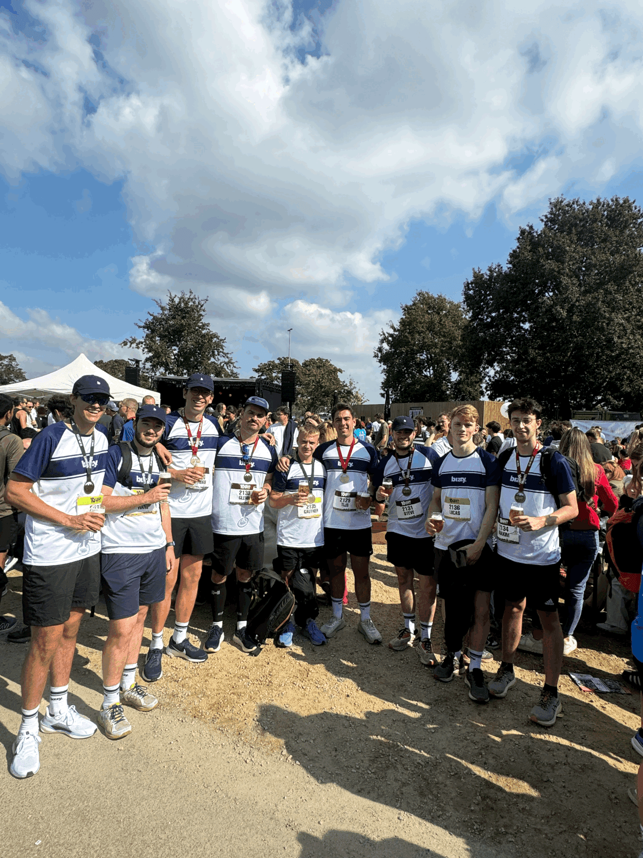 Sports team in matching custom shirts