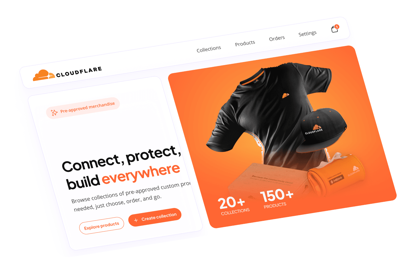 Sunday brand store interface showing collections, products, and order management