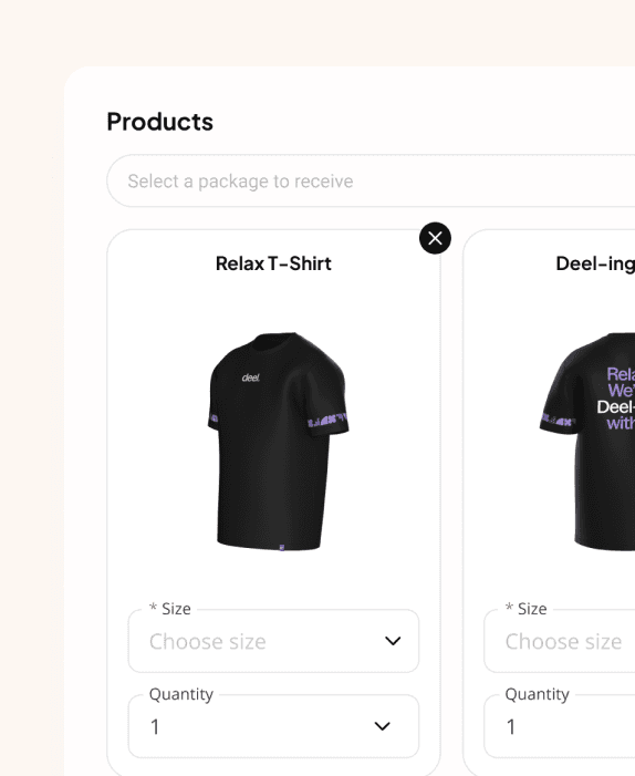 Let recipients select their items & size