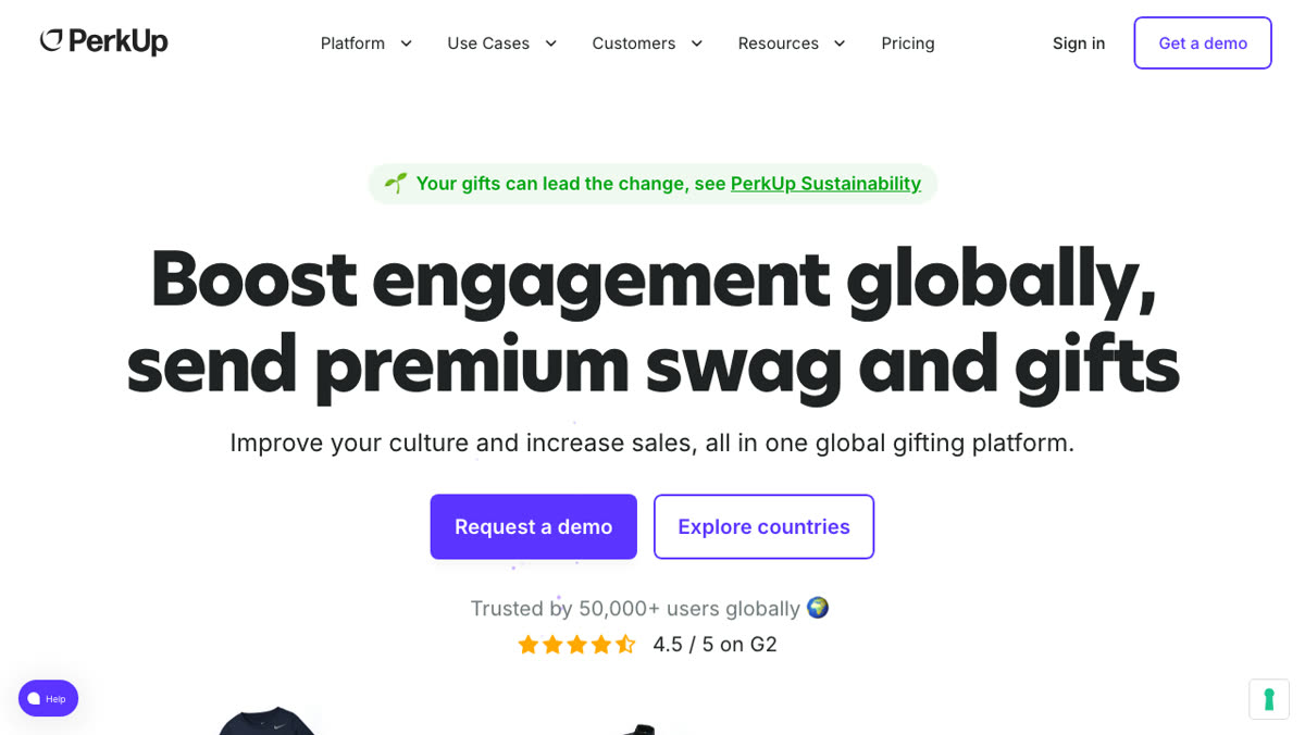 PerkUp homepage