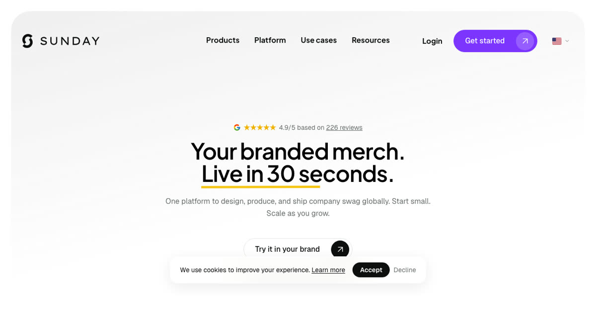 Sunday homepage