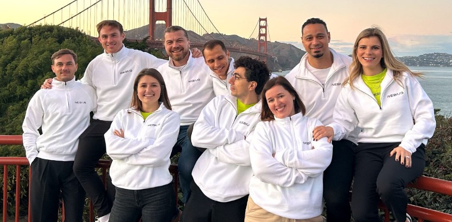 Nebius branded merchandise at an event