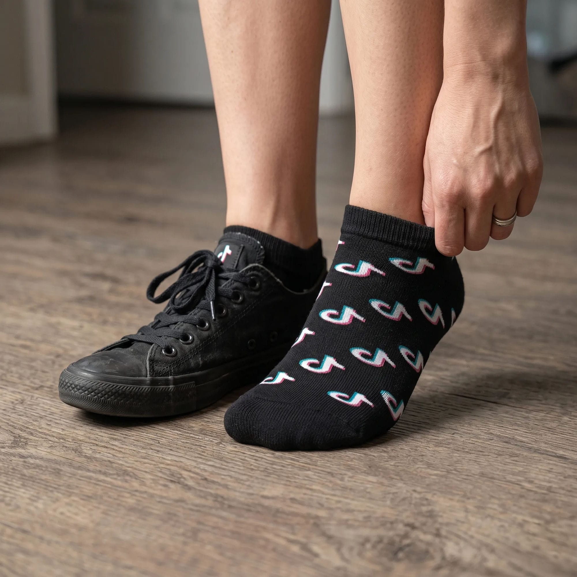 Sneaker socks custom sock mockup knitted in a brand pattern