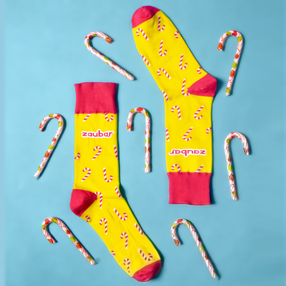 Regular socks custom sock mockup knitted in a brand pattern