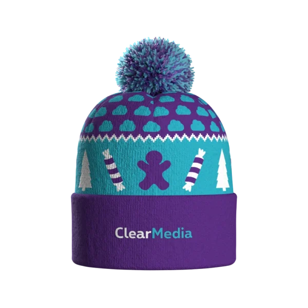 Knitted Beanie with Pompom - Image 4