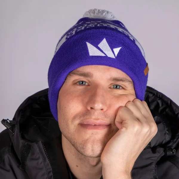 Knitted Beanie with Pompom - Image 2